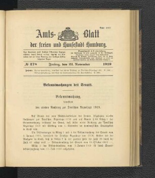No.278, Freitag, den 21. November 1919
