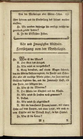 Acht und Zwanzigster Abschnitt. Fortsetzung von der Mythologie.