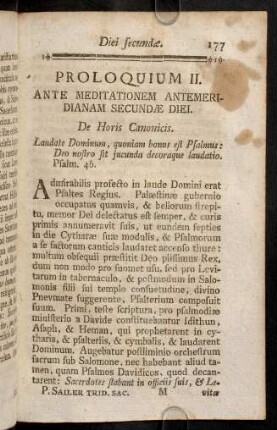 177-188, Proloquium II. Ante Meditationem Antemeridianam Secundae Diei.