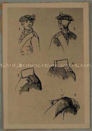 Uniformtafel nach R. Knötel: Entwicklung der Schulterklappen 18.-19. Jh.