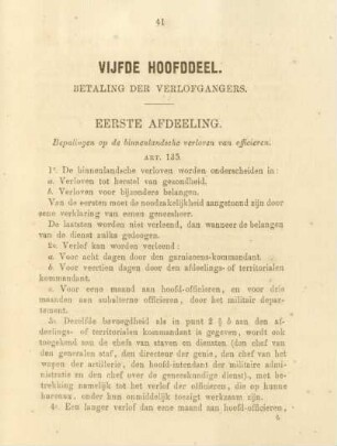 Eerste afdeeling. Bepalingen op de binnenlandsche verloven van officieren