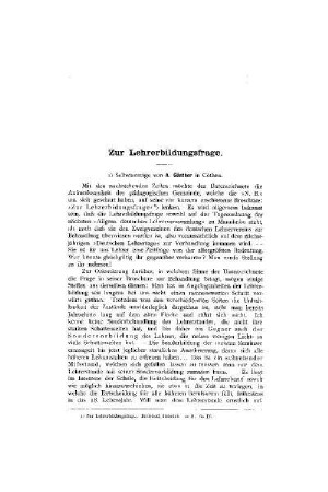 Zur Lehrerbildung
