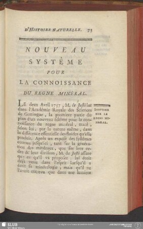 Nouveau Systême Pour La Connoissance Du Regne Minéral