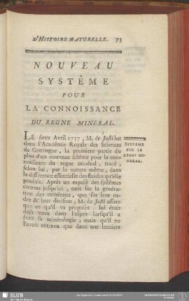 Nouveau Systême Pour La Connoissance Du Regne Minéral