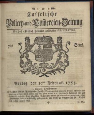 7tes Stueck, Montag den 10ten Februar 1755