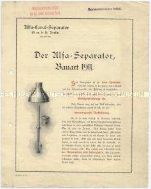 Der Alfa-Separator Bauart 1911.