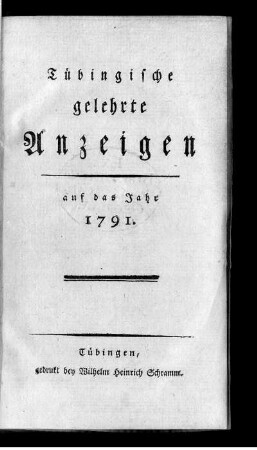 1791: Tübingische gelehrte Anzeigen