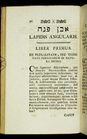 Liber primus. De pluralitate, seu trinitate personarum in natura divina.