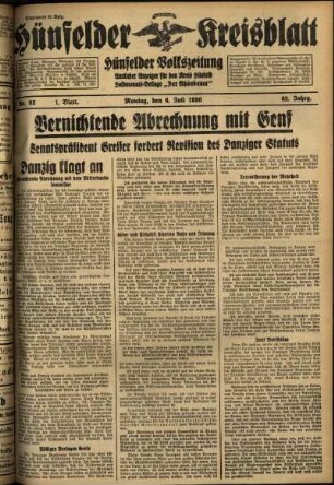 Erste Ausgabe vom Montag, den 06. Juli 1936.