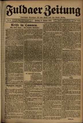 Ausgabe vom Freitag, den 13. Januar 1922.