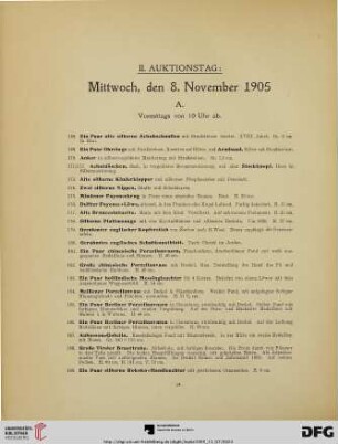II. Auktionstag: Mittwoch, den 8. November 1905. (Nr. 168-478)