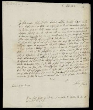 Brief von Johann Gottfried von Herder an Rudolf Erich Raspe