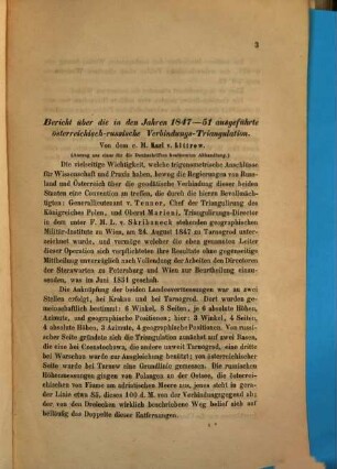 Bericht über die in den Jahren 1847 - 51 ausgeführte österreichisch-russische Verbindungs-Triangulation
