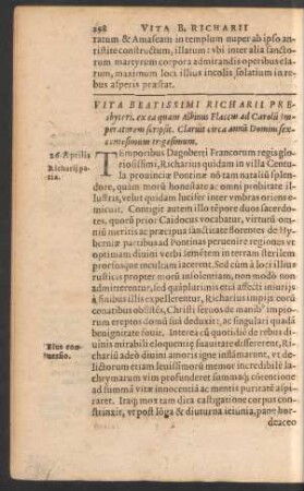 Vita Beatissimi Richarii Presbyteri ...