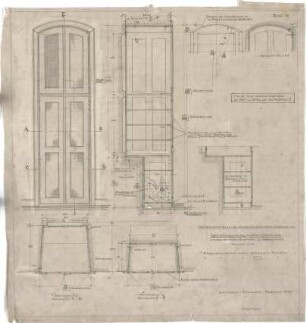 Schneider - Esleben, Paul; Dorsten - Lembeck, Schloss 2; Wasserschloss Lembeck, Wiederherstellung und Umbau zur Trinkerheilanstalt - 2 eingebaute Wandschränke (Ansicht; Schnitt)