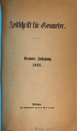 Zeitschrift für Geometer. 9. 1868