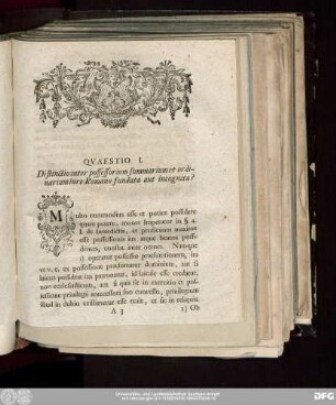 Quaestio I. Distinctio inter possessorium summarium et ordinarium iure Romano fundata aut incognita?