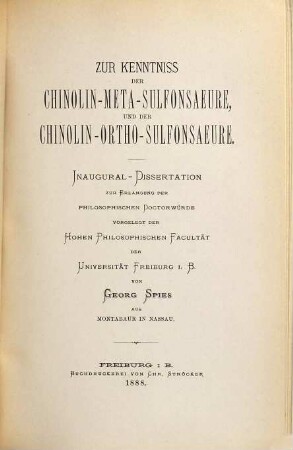 Zur Kenntniss der Chinolin-meta-sulfonsaeure, und der Chinolin-ortho-sulfonsaeure ...