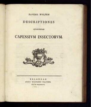 Xaveri Wulfen descriptiones quorumdam Capensium insectorum