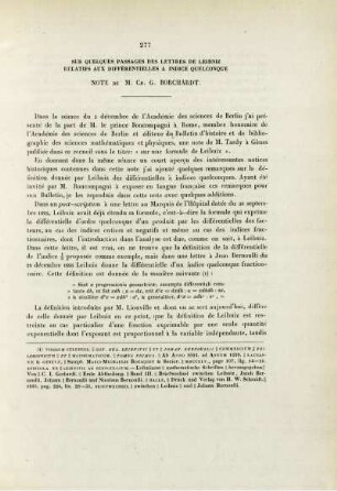 Sur quelques passages des lettres de Leibniz relatifs aux différentielles à indice quelconque.