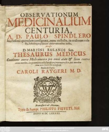 Observationum Medicinalium Centuria