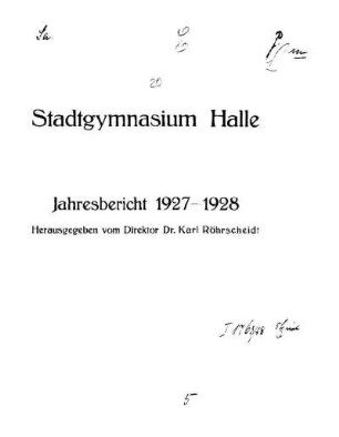 1927/28: Jahresbericht ... - 1927/28