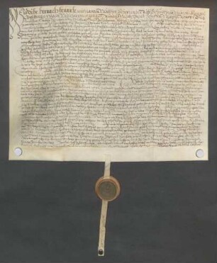 Matthes Scherer, Schultheiß, und genannte Mitglieder des Gerichts zu Zeutern beurkunden eine Gültverschreibung des Niklaus Vorsteller und seiner Ehefrau Gertraud über 20 Gulden gegenüber Johann Rehm, Kirchenkollektor am Bruhrain.