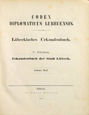 Codex diplomaticus Lubecensis, 6. Theil. [1417 - 1426]