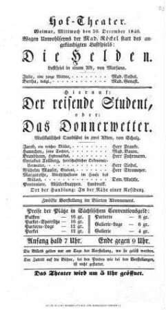 Der reisende Student, oder: Das Donnerwetter