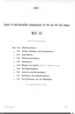Hauptfinanzetat 1905-1906, Heft 12