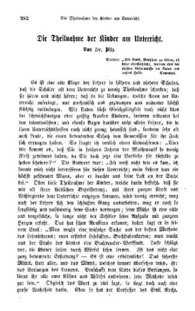 Die Theilnahme der Kinder am Unterricht
