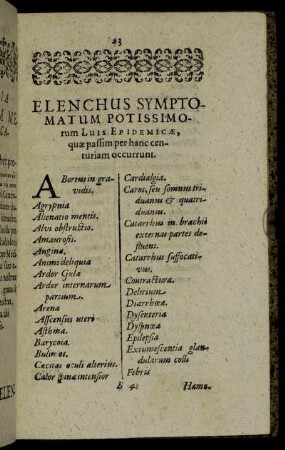 Elenchus Symptomatum Potissimorum Luis Epidemicæ [...]