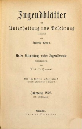 Jugendblätter. 1893 = Jg. 39