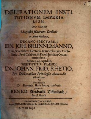 Delibationem institutionum imperialium