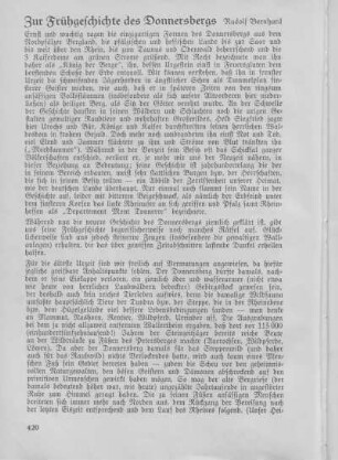 Zur Frühgeschichte des Donnersbergs.