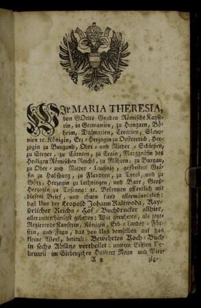 Wir Maria Theresia,[...]