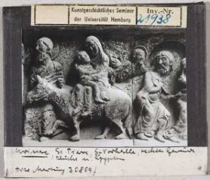 Moissac: Abteikirche St. Pierre, Südvorhalle, rechtes Gewände, Flucht nach Ägypten