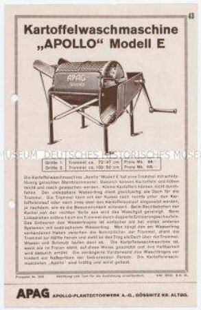 Kartoffelwaschmaschine "Apollo" Modell E