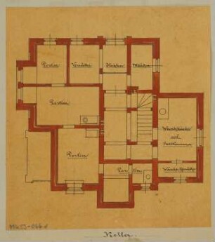 Ländliches Wohnhaus, Berlin-Lichterfelde Monatskonkurrenz April 1881: Grundriss Keller