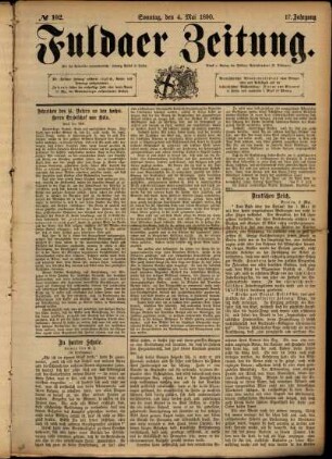 Erste Ausgabe vom Sonntag, den 04. Mai 1890.