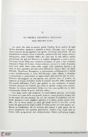 V. La teoria artistica italiana del secolo XVIII