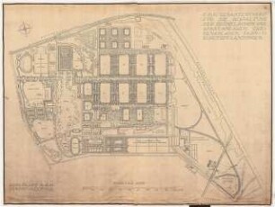 Gartenanlage Werksgelände Flugmotorenwerke Ostmark, Wien: Lageplan des gesamten Geländes 1:2000