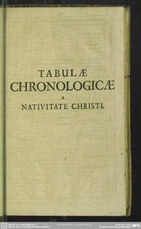 Tabulae Chronologicae A Nativitate Christi