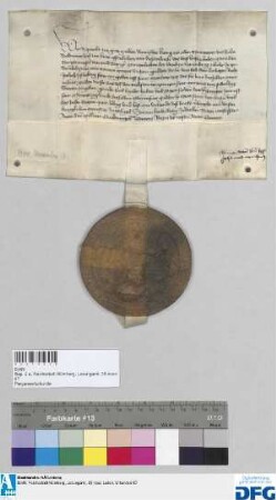 König Rupprecht stellt der Stadt Nürnberg Quittung aus über 2000 fl. jährliche Reichssteuer.
