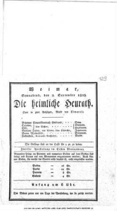 Die heimliche Heurath