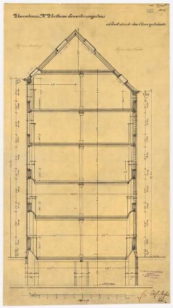 Warenhaus Wertheim, Leipziger Straße, Berlin 3. Bauabschnitt: Querschnitt durchs hintere Quergebäude, 1:50