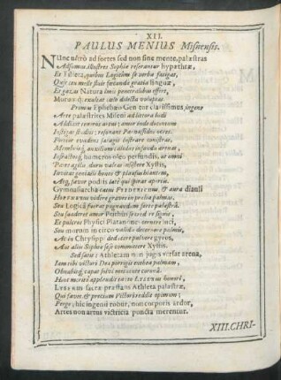XII. Paulus Menius Misnensis.