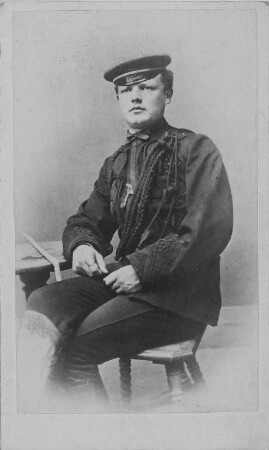 Burschenschaftler : Sitzender junger Burschenschaftler. Fotografie (Carte-de-visite)