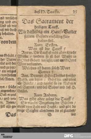 Das Sacrament der heiligen Tauff.