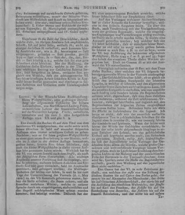 Pölitz, K. H. L.: Kleine Weltgeschichte oder gedrängte Darstellung der allgemeinen Geschichte für höhere Lehranstalten. 4. Aufl. Leipzig: Hinrichs 1822